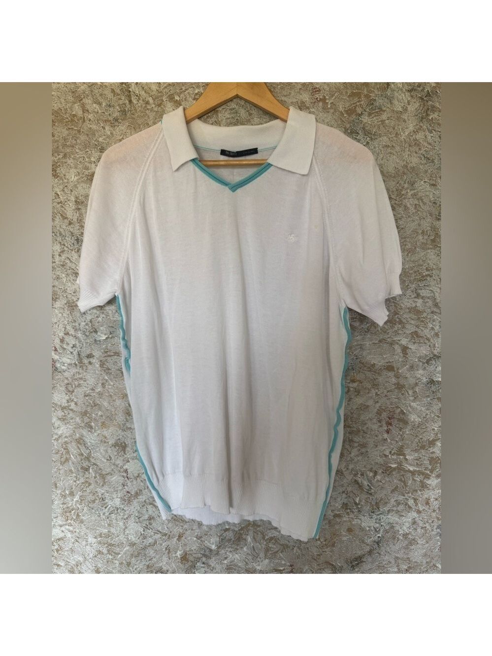 Pal Zileri White Polo Shirt Light Blue Trim